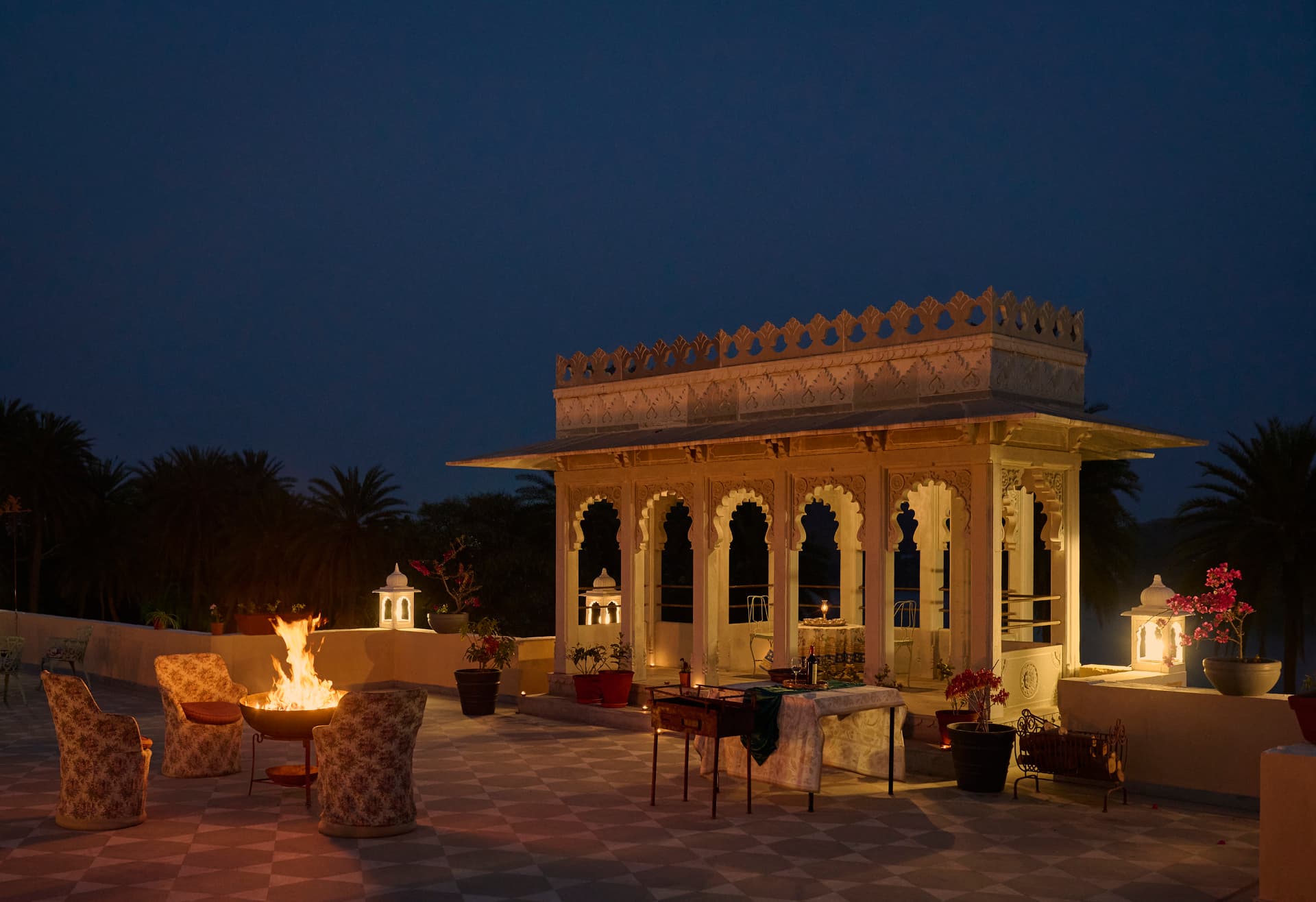 Rooftop Pavilion at Dusk