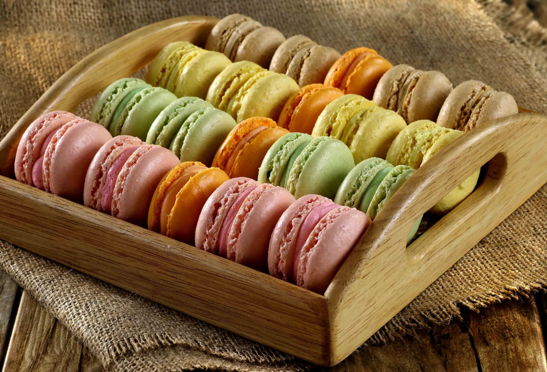 Tray of assorted macarons from the Abad Fort patisserie