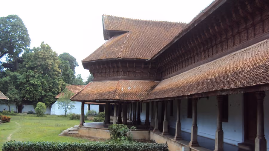 Kuthira Maalika Palace in Thiruvananthapuram with its carved timber eaves