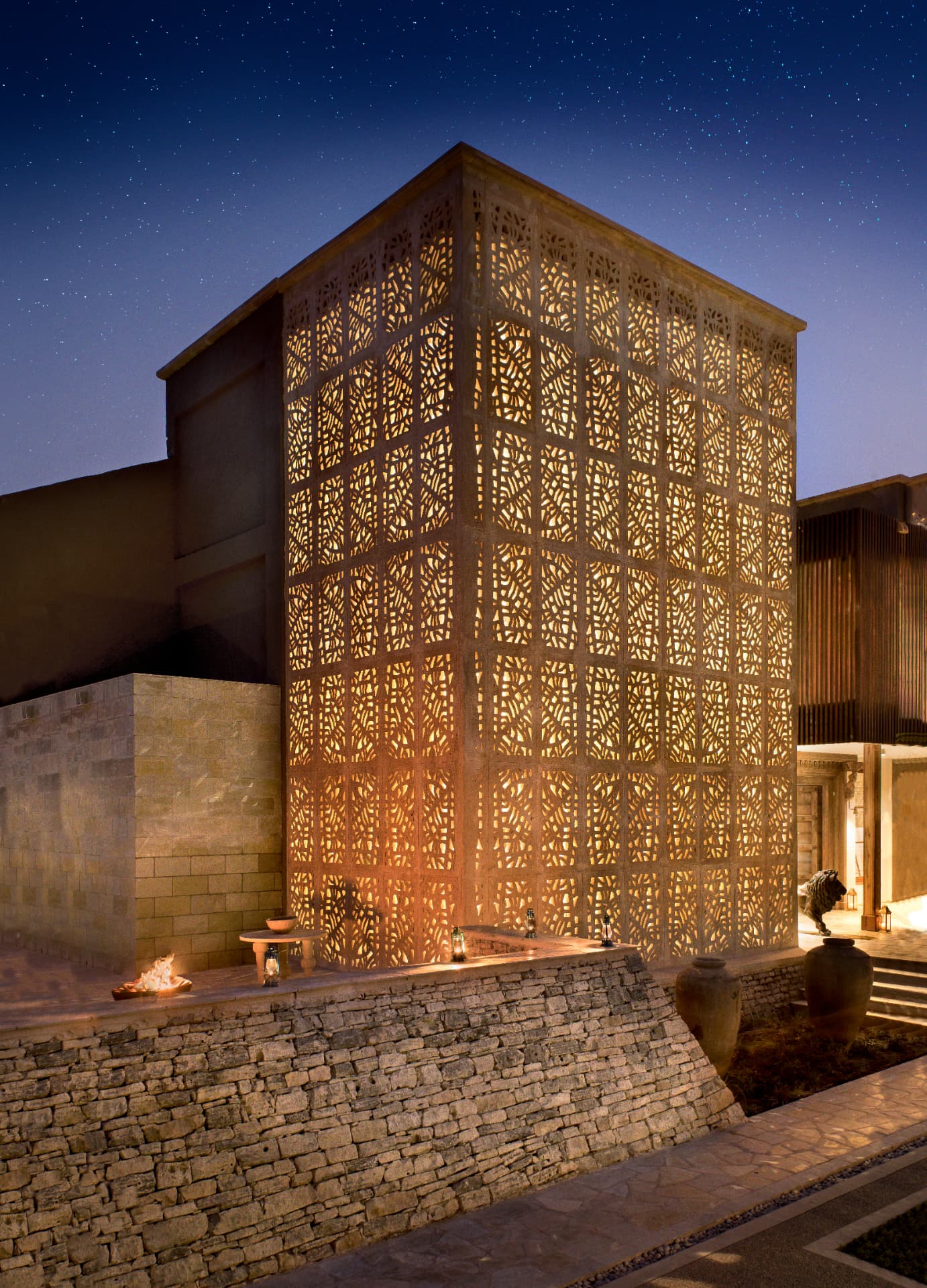 The illuminated jali tower