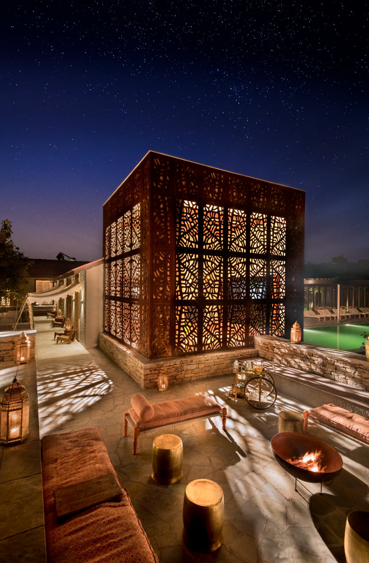 Jali pavilion above the pool