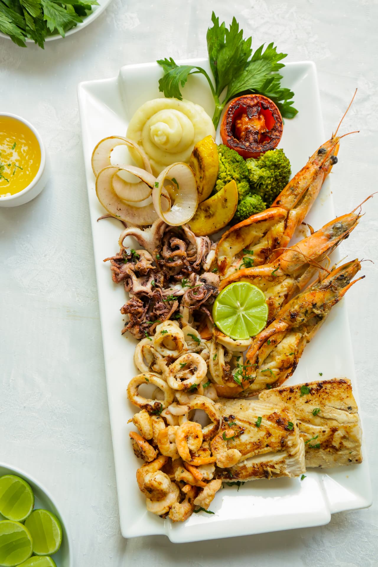 Grilled seafood platter at Pavilion Restaurant, Abad Fort