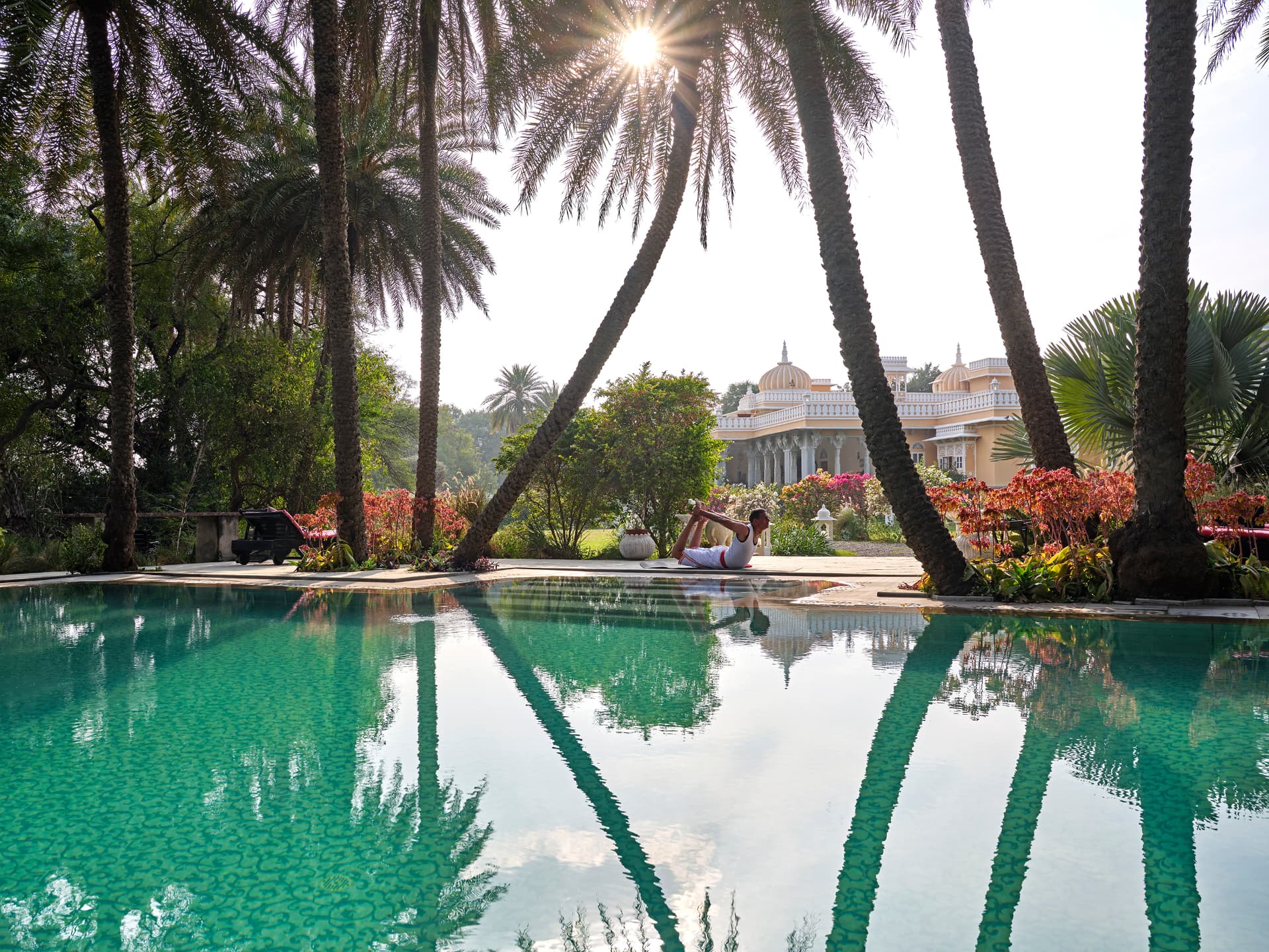 Poolside Yoga at Sunrise