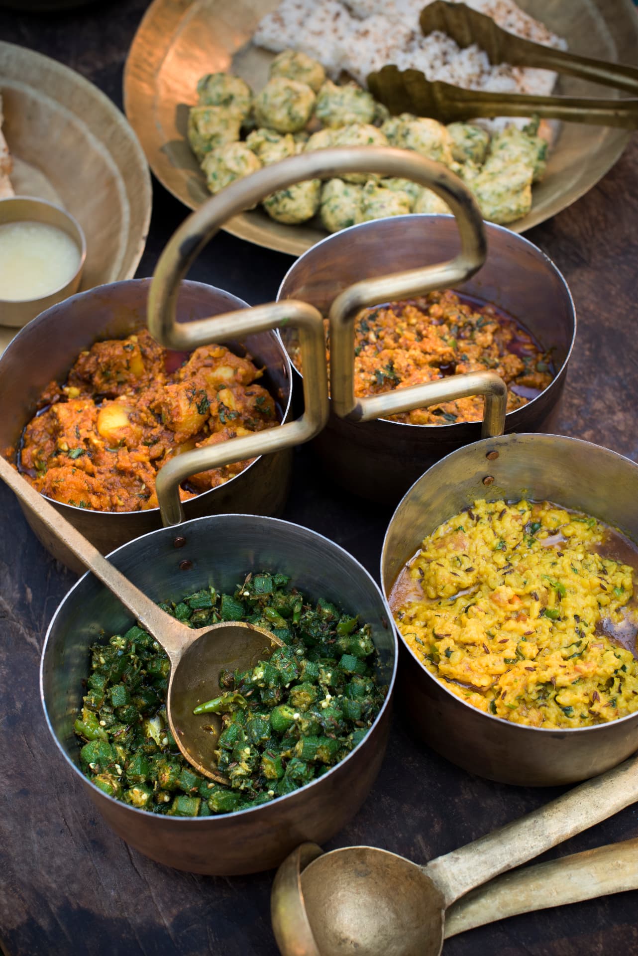 Gujarati home cooking in copper handi