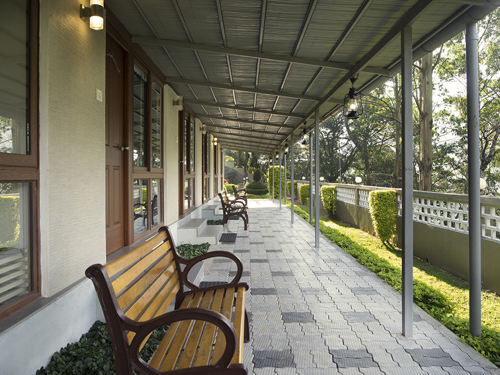 Covered verandah walkway at Abad Copper Castle