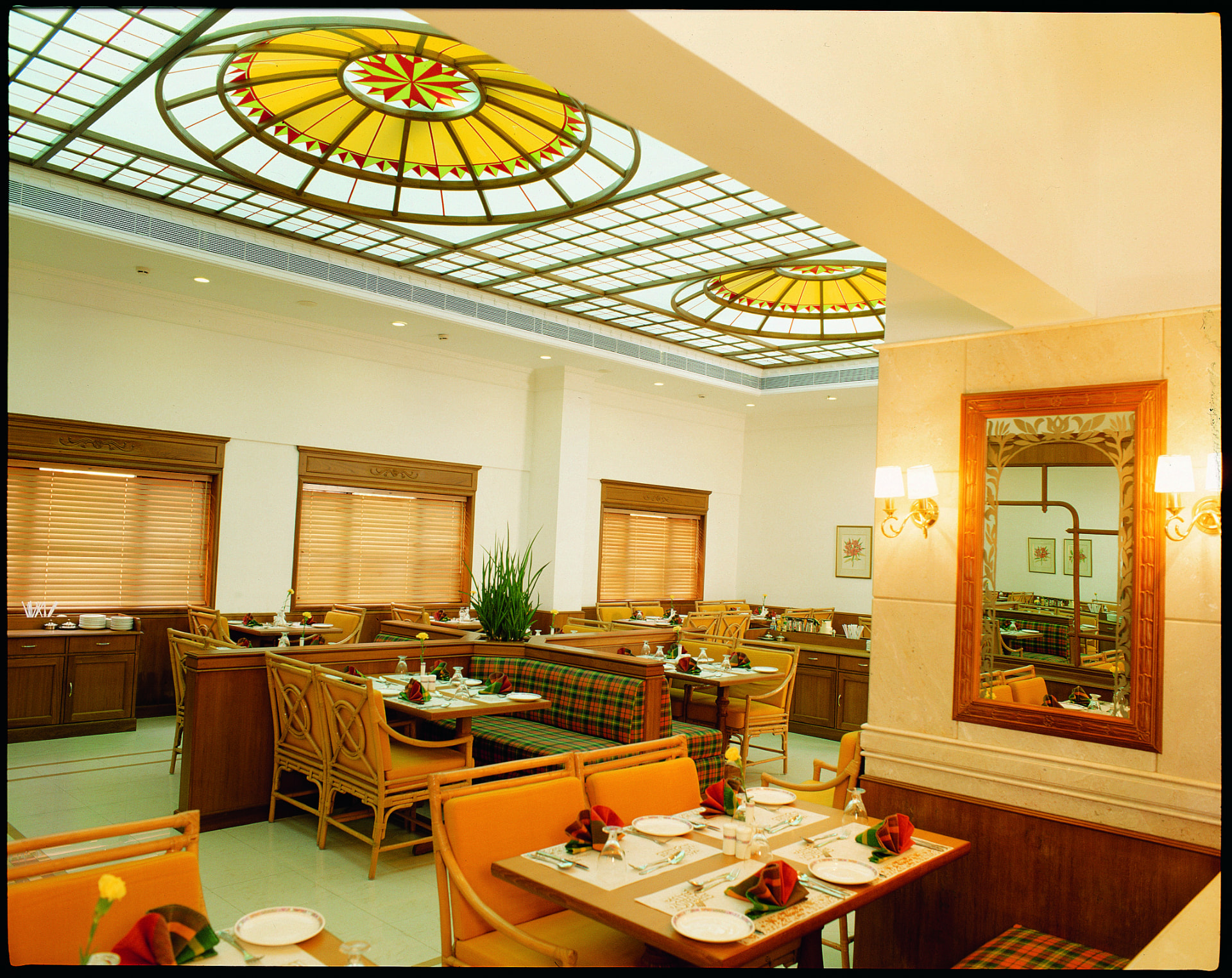 Cafe Royale restaurant beneath stained-glass skylight domes