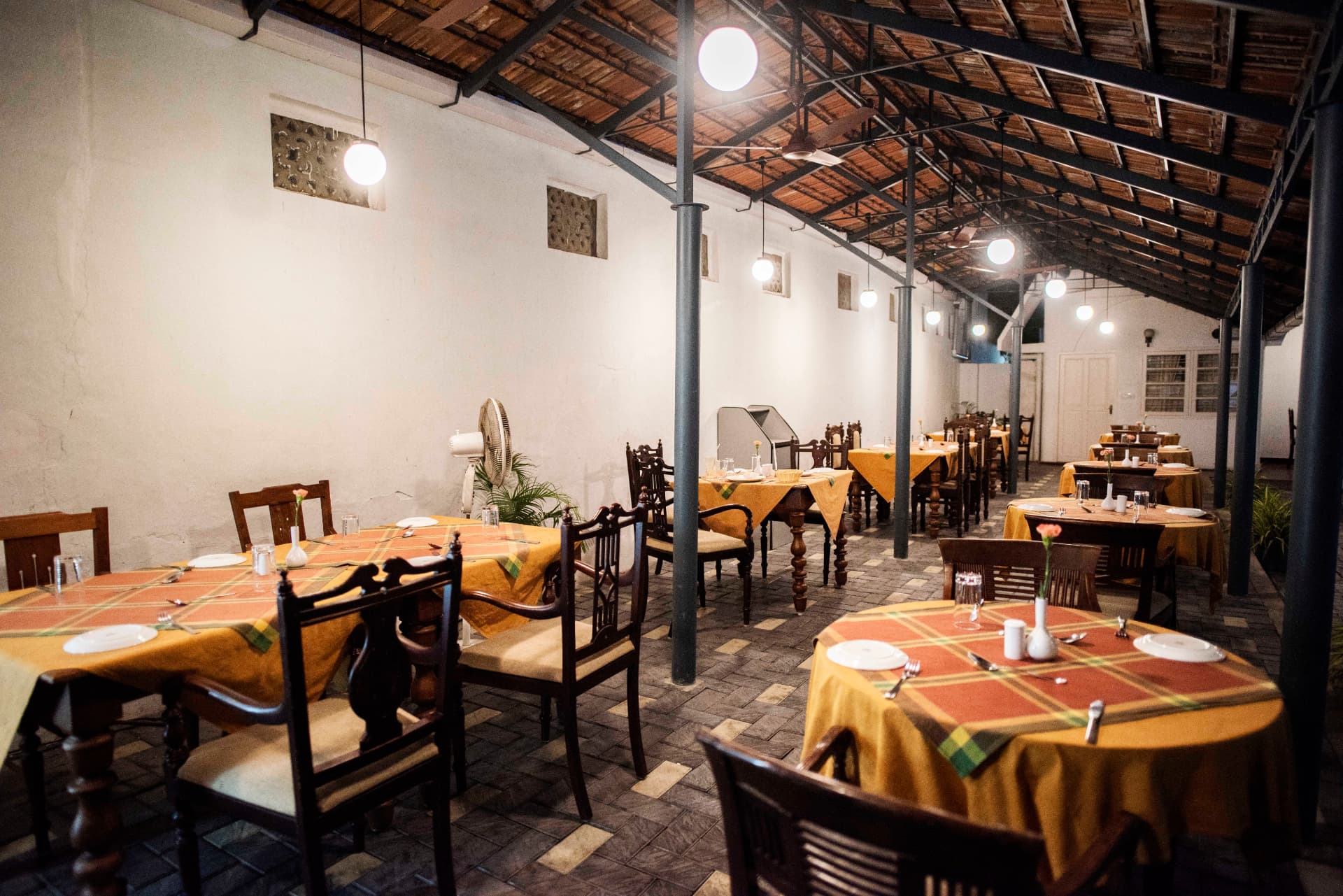 Food Mill restaurant interior with timber tables