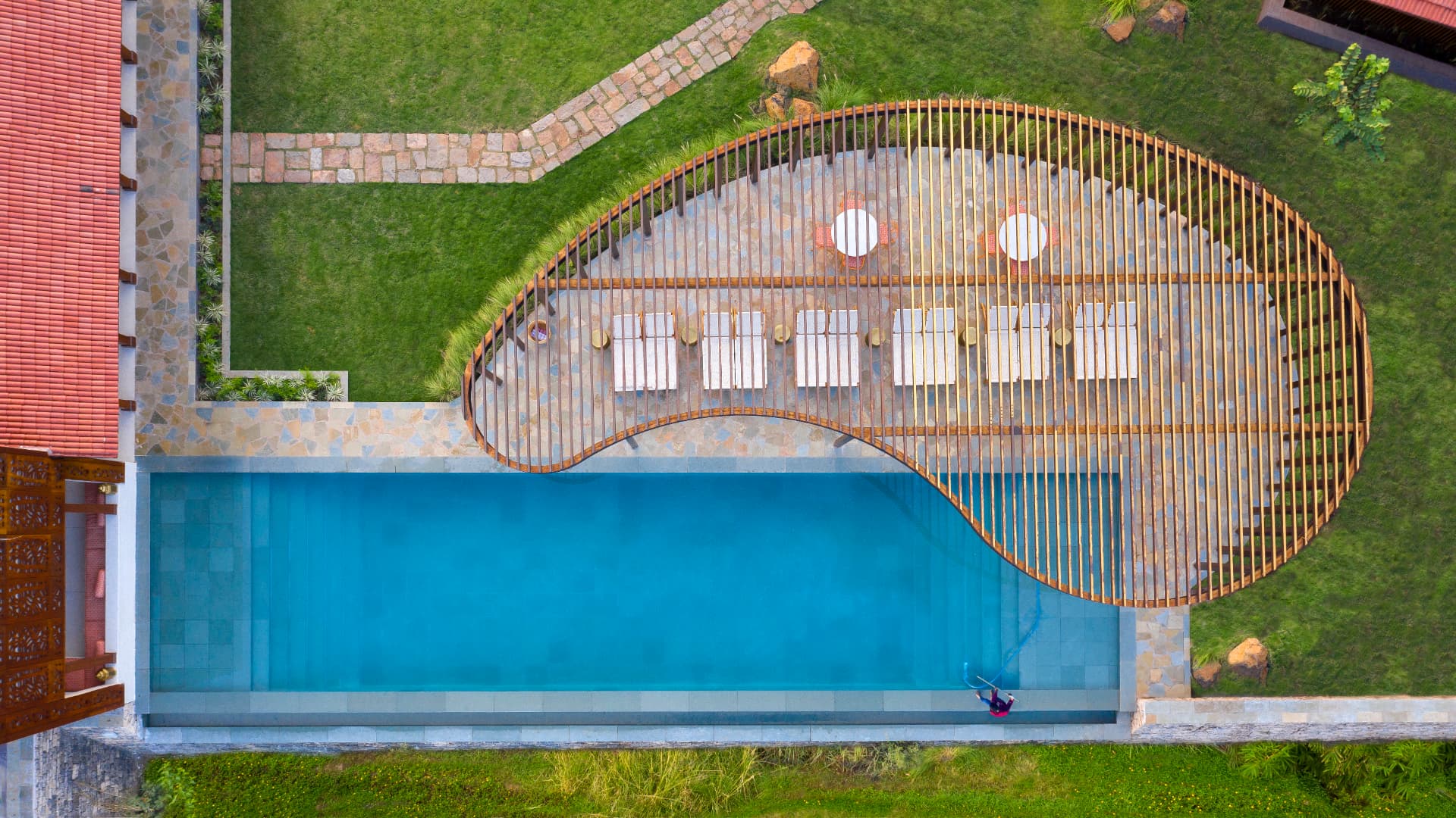 The pool from above — Aramness Gir, Gujarat