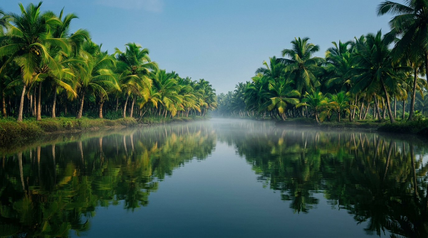 Coconut palms & still water