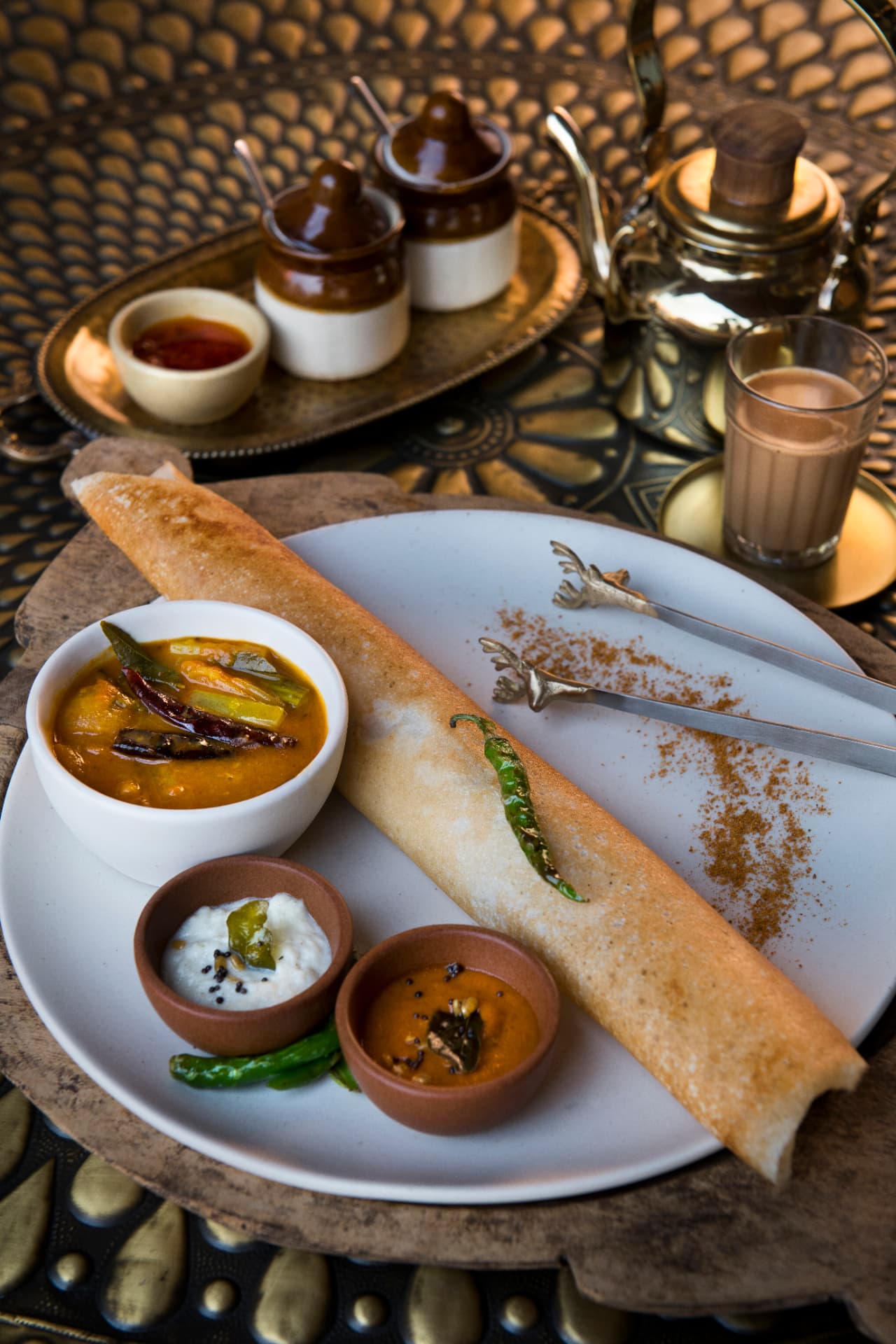 Dosa, sambar and masala chai — Aramness Gir, Gujarat